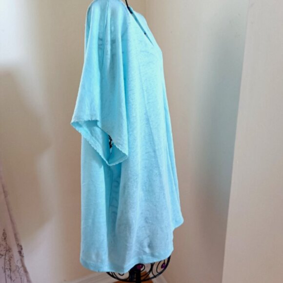 NWT J. Jill Love Linen Knit Top Lightweight Oversized V-neck size 1X Aqua Blue - Picture 10 of 16